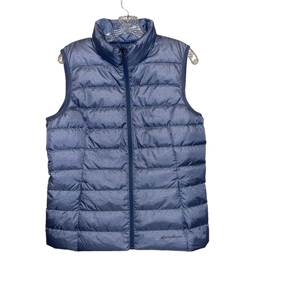 NWT Eddie Bauer Women Vest Blue Down Quilted Puffer Vest Size L - Picture 2 of 7